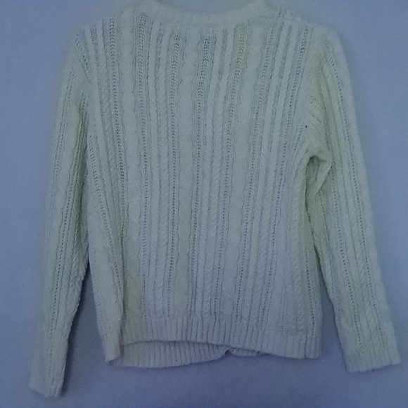 White cable knit Bridgewater button-up  cardigan - Picture 3 of 4